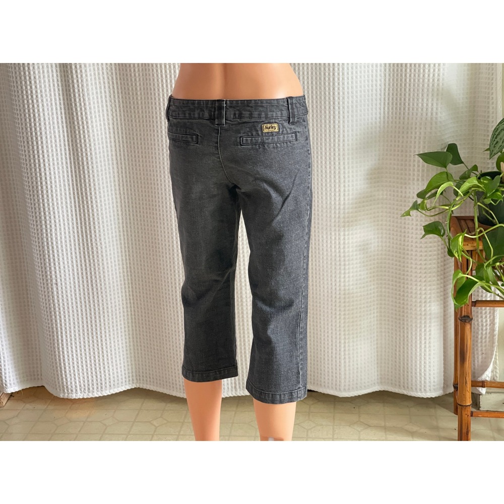Vintage Y2K Hurley Low Rider Gray Denim Capri Pants Indie Grunge Junior Size 5 - Picture 4 of 7